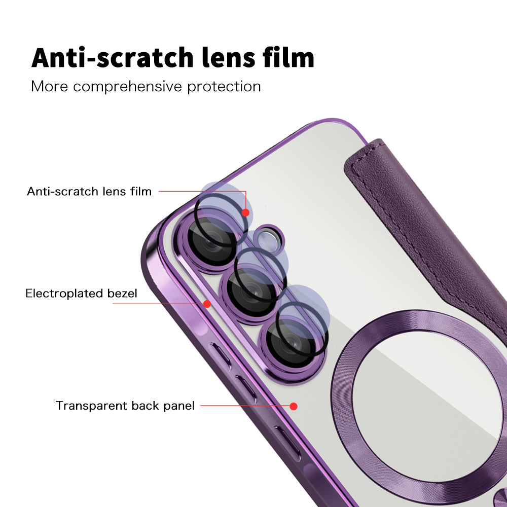 MagSafe-hoes voor Samsung Galaxy A56 A566, Techsuit, SmartMag Book, Paars