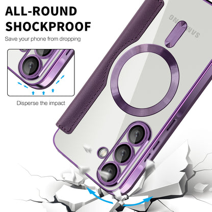 MagSafe-hoes voor Samsung Galaxy A56 A566, Techsuit, SmartMag Book, Paars