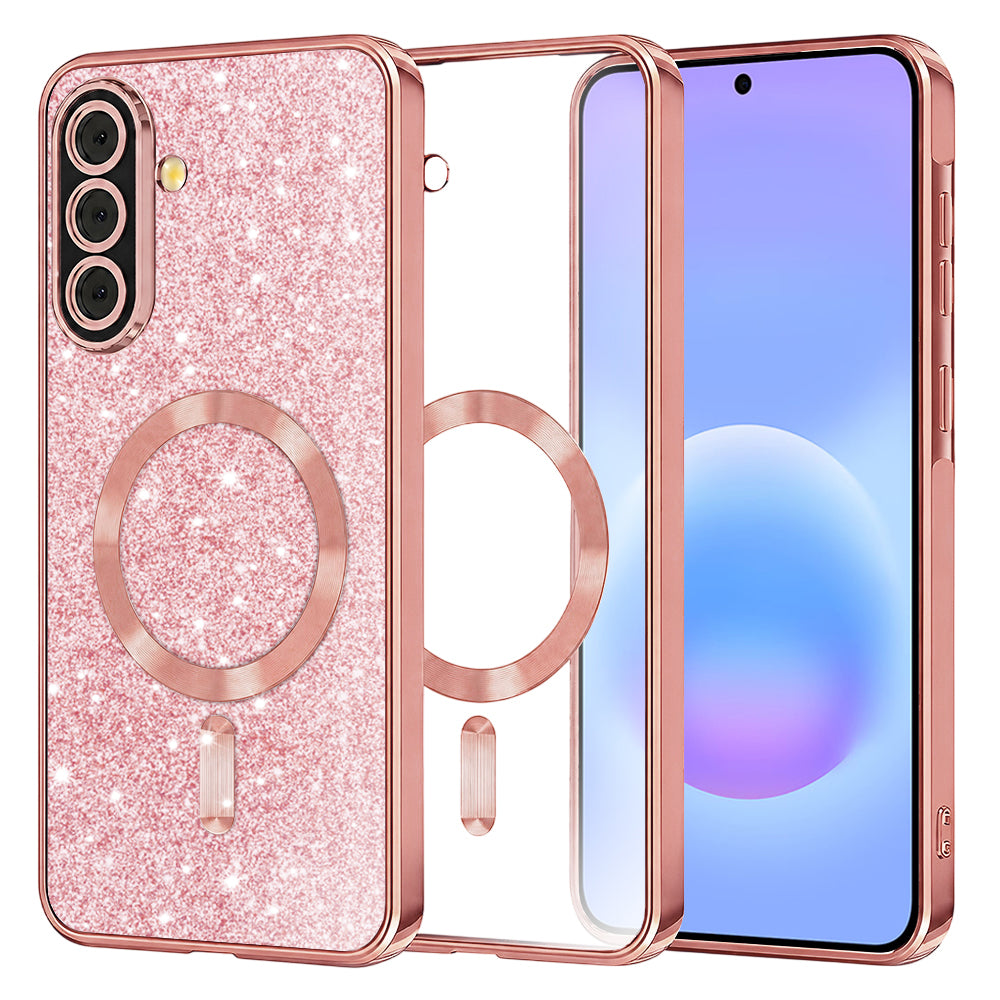 MagSafe Case for Samsung Galaxy A57 5G, Techsuit, Luxury Glitter, Rose Gold
