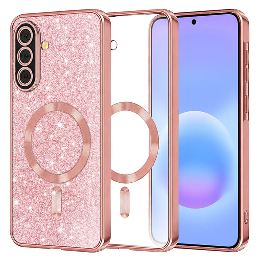 MagSafe-hoesje voor Samsung Galaxy A57 5G, Techsuit, Luxury Glitter, Roze Goud
