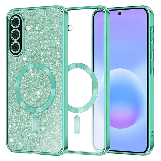 MagSafe-hoesje voor Samsung Galaxy A57 5G, Techsuit, Luxury Glitter, Lichtgroen