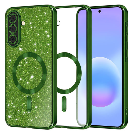 MagSafe-hoesje voor Samsung Galaxy A57 5G, Techsuit, Luxury Glitter, Donkergroen