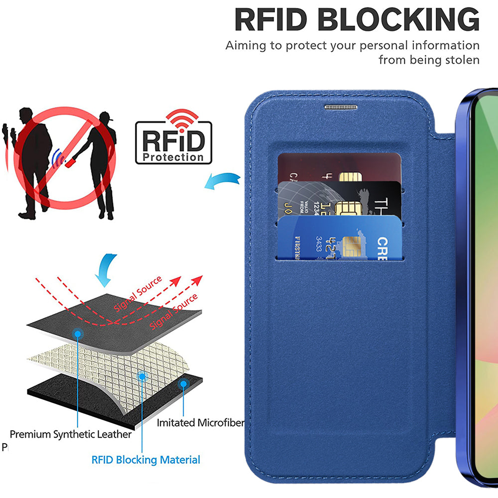 MagSafe Case for Samsung Galaxy A57 5G, Techsuit, SmartMag Book, Blue