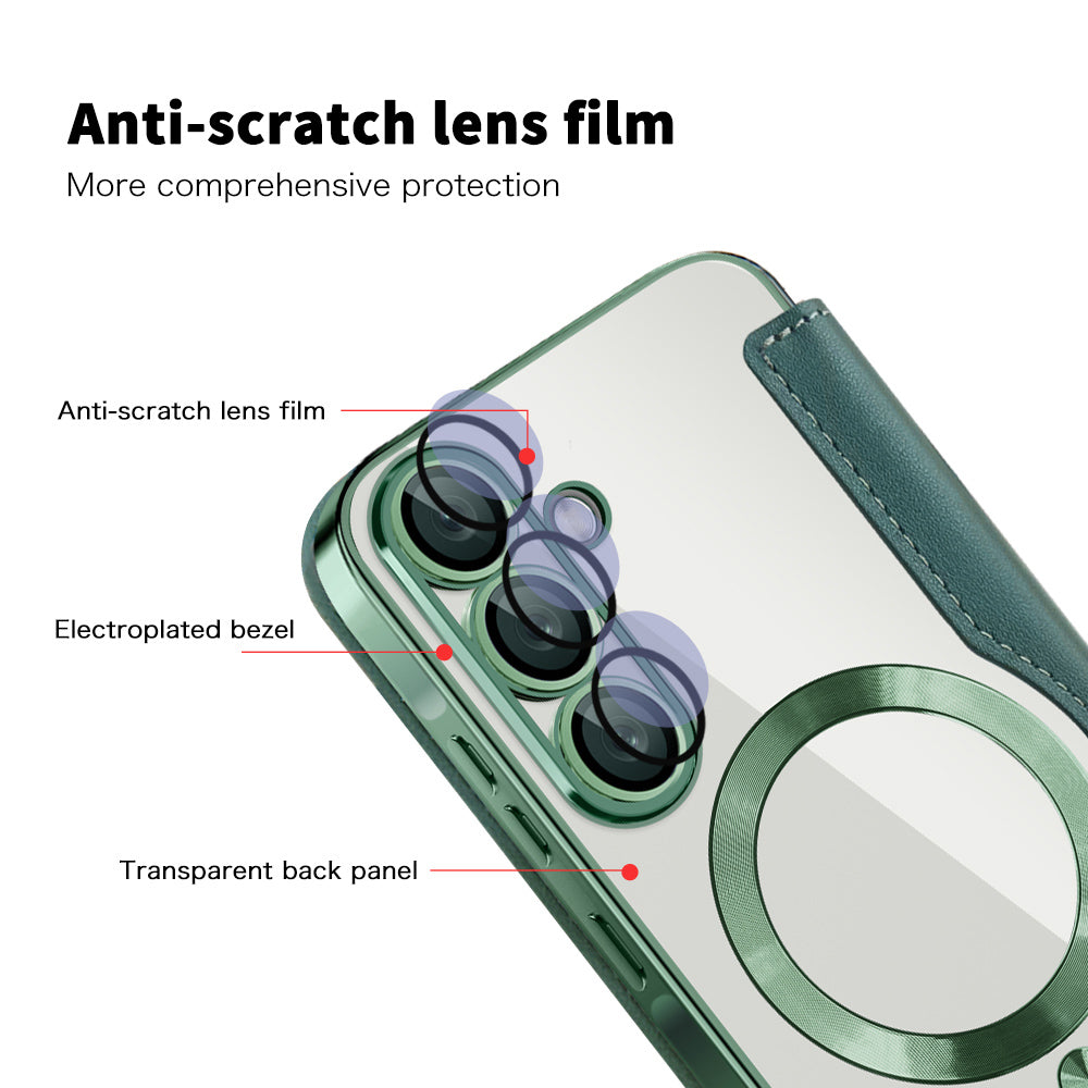 MagSafe hoes voor Samsung Galaxy A57 5G, Techsuit, SmartMag Book, Groen