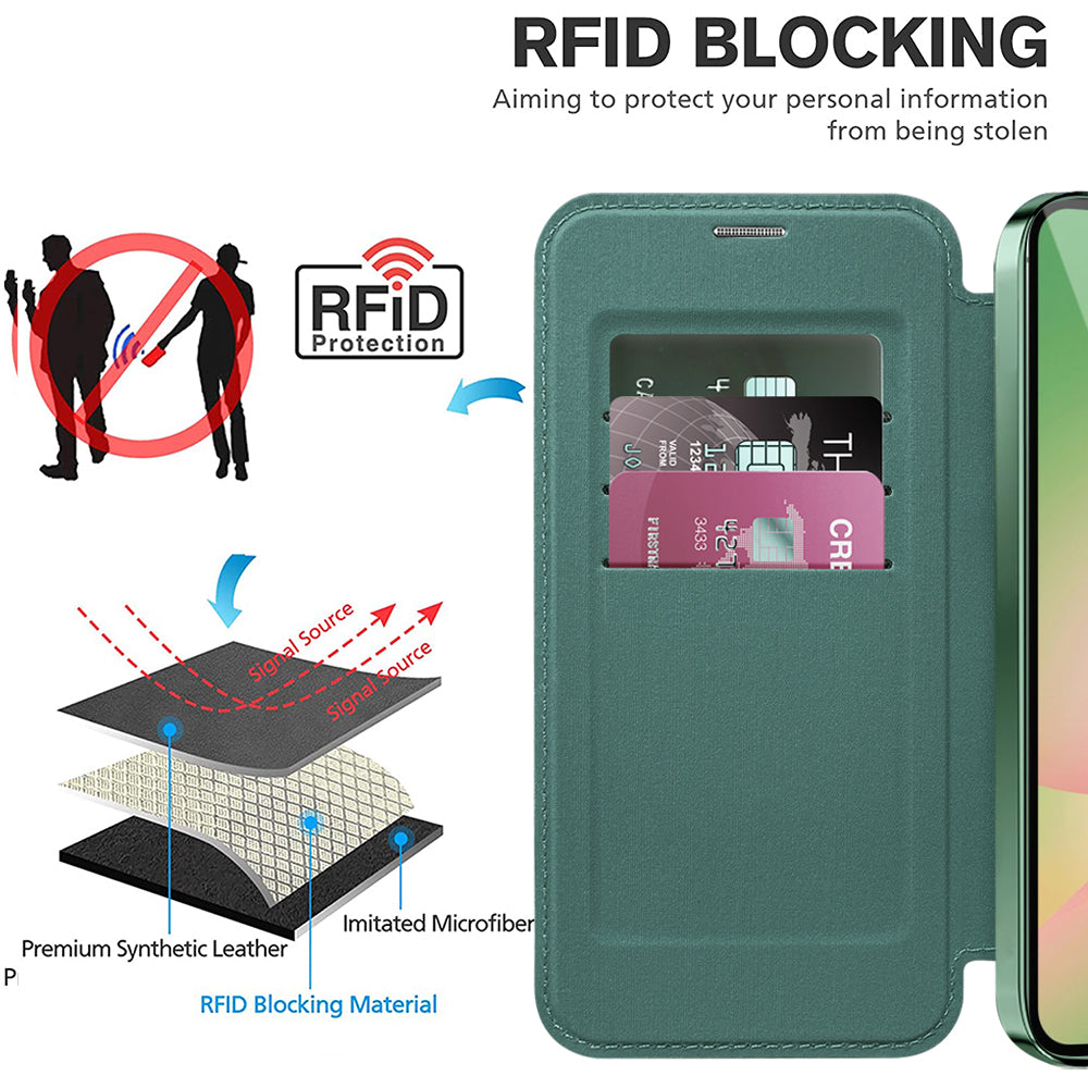 MagSafe hoes voor Samsung Galaxy A57 5G, Techsuit, SmartMag Book, Groen