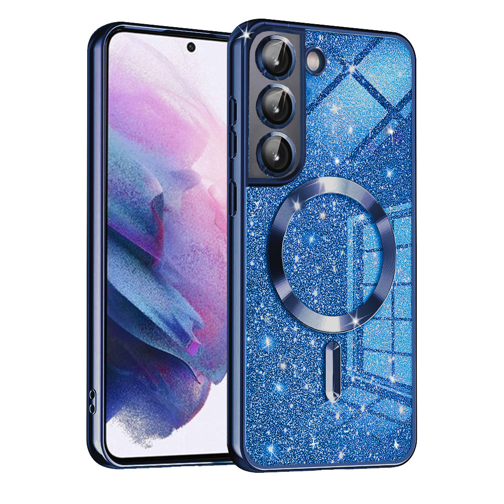 MagSafe-hoesje voor Samsung Galaxy S21 5G G991, Techsuit, Luxury Glitter, Donkerblauw