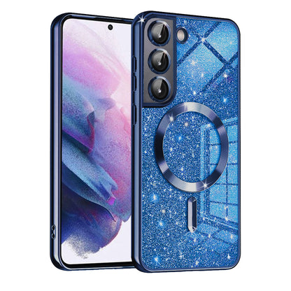 MagSafe-hoesje voor Samsung Galaxy S21 5G G991, Techsuit, Luxury Glitter, Donkerblauw