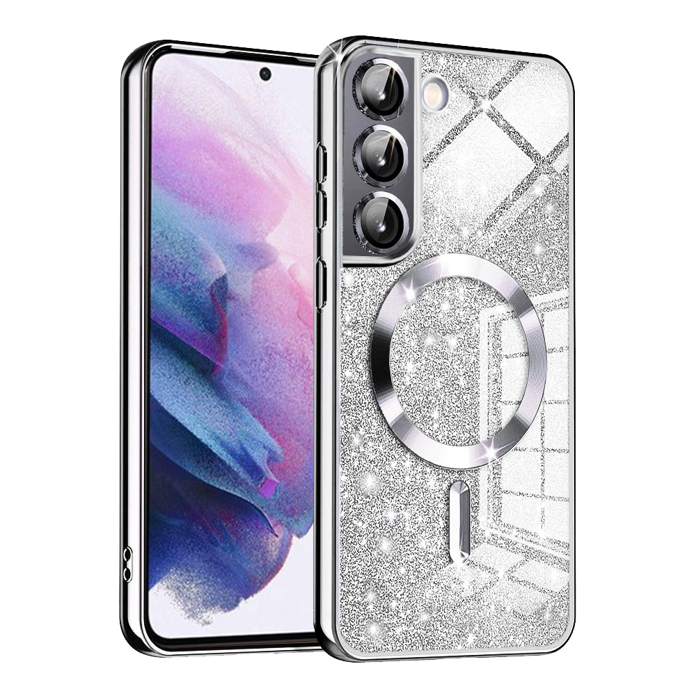 MagSafe-hoesje voor Samsung Galaxy S21 5G G991, Techsuit, Luxury Glitter, Zilver