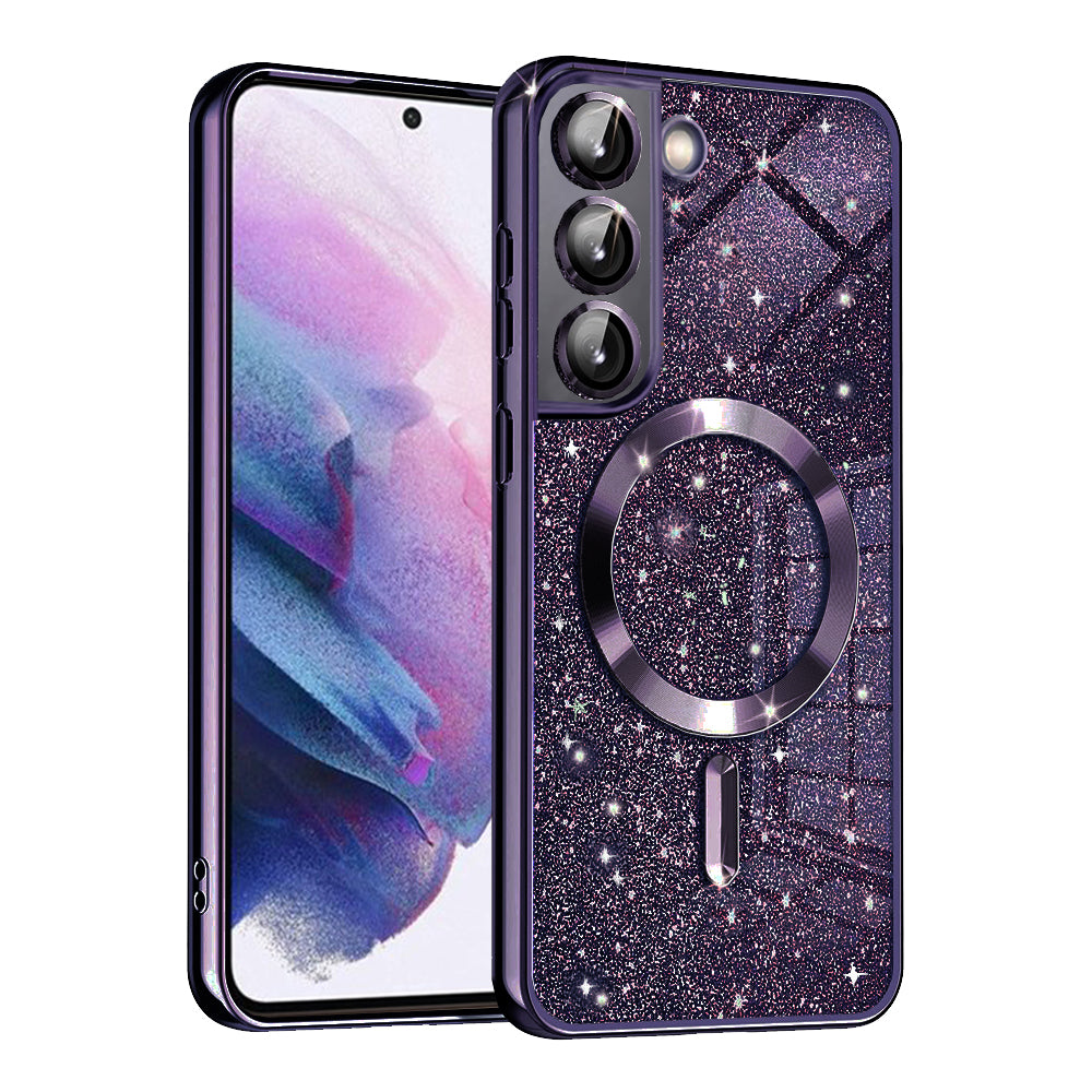 MagSafe-hoesje voor Samsung Galaxy S21 5G G991, Techsuit, Luxury Glitter, Donkerpaars