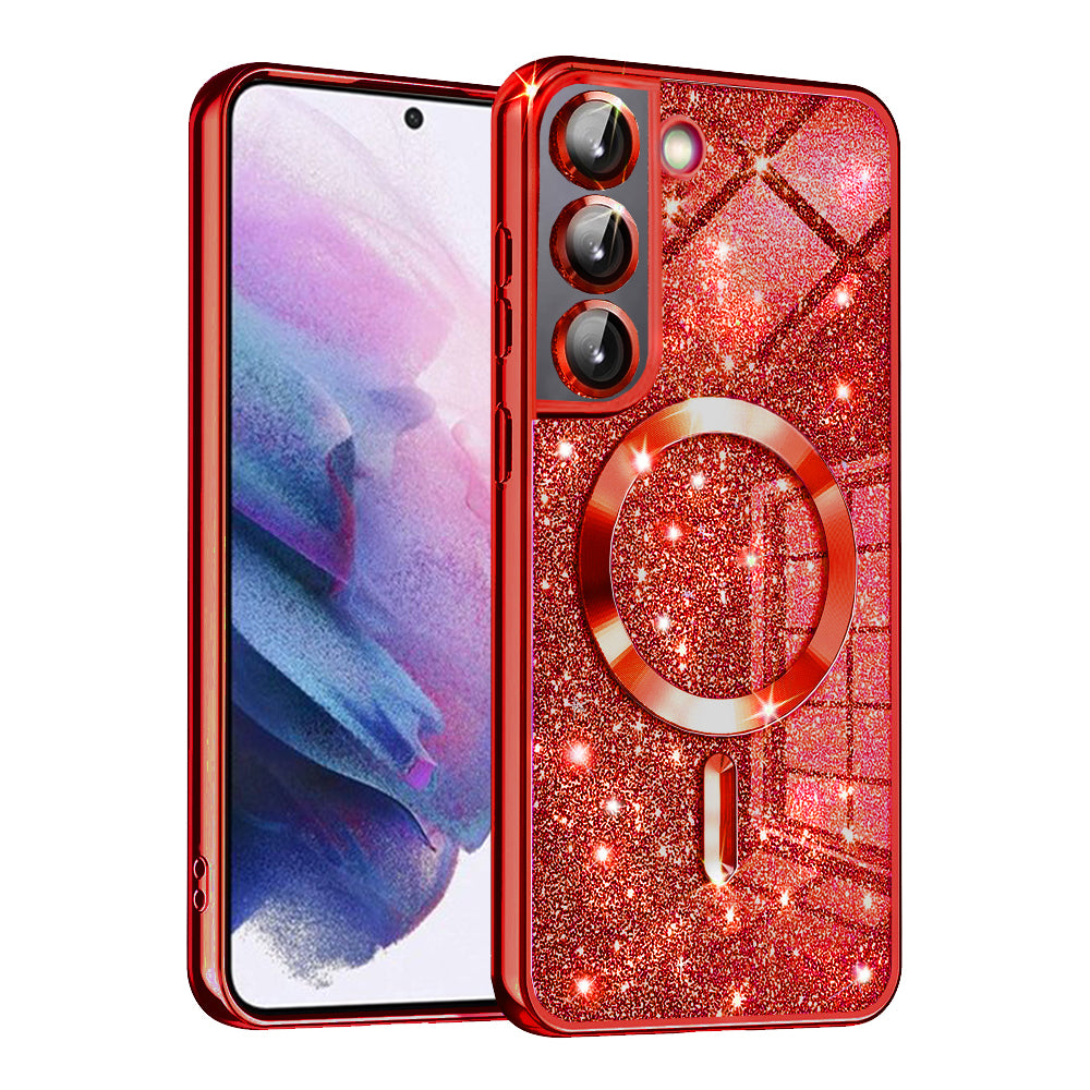 MagSafe Case for Samsung Galaxy S21 5G G991, Techsuit, Luxury Glitter, Red