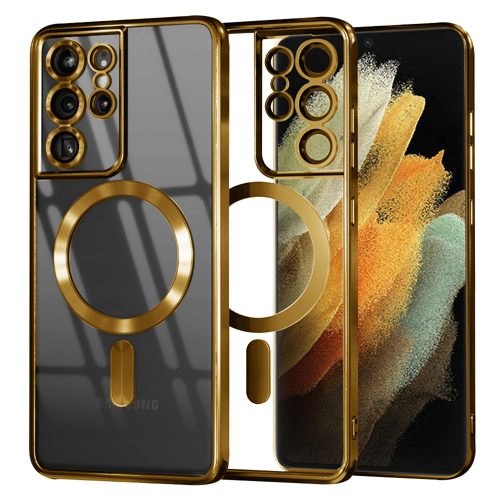 MagSafe Case for Samsung Galaxy S21 Ultra 5G G998, Techsuit, Luxury Crystal, Gold