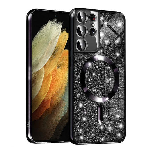 MagSafe-hoesje voor Samsung Galaxy S21 Ultra 5G G998, Techsuit, Luxury Glitter, Zwart