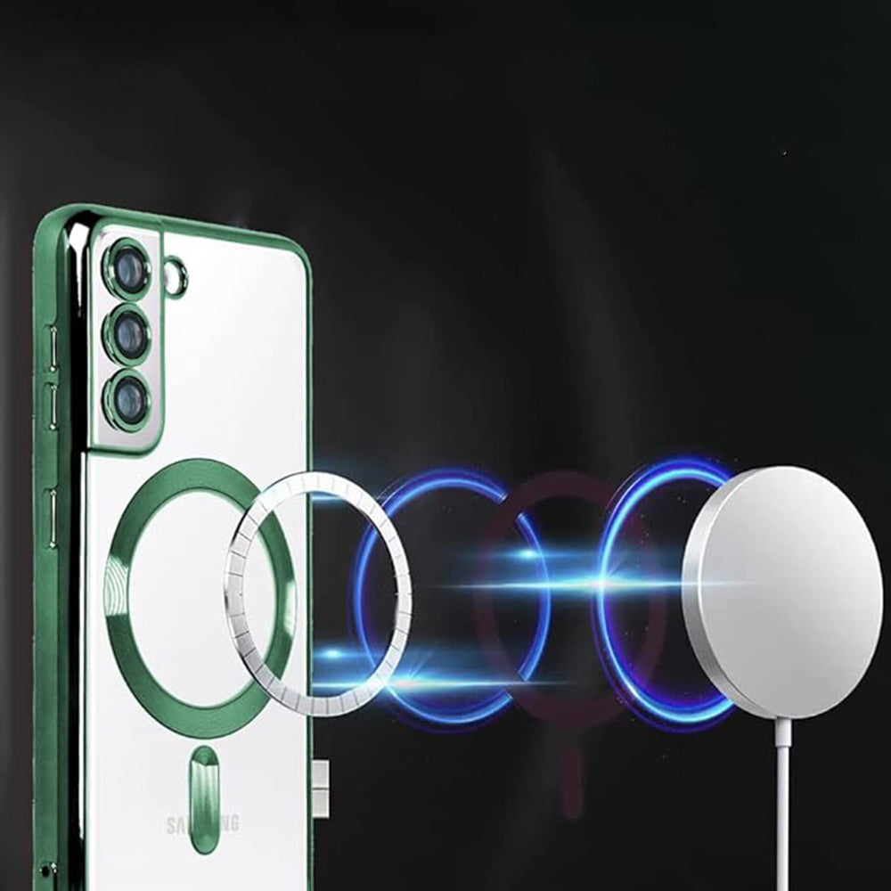 MagSafe-hoes voor Samsung Galaxy S22 5G S901, Techsuit, Luxury Crystal, Donkergroen