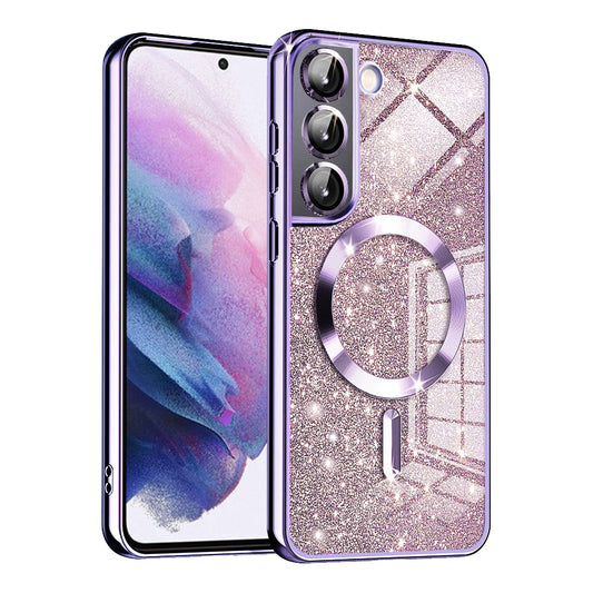 MagSafe-hoes voor Samsung Galaxy S22 5G S901, Techsuit, Luxury Glitter, Lichtpaars