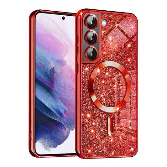 MagSafe-hoesje voor Samsung Galaxy S22 5G S901, Techsuit, Luxury Glitter, Rood
