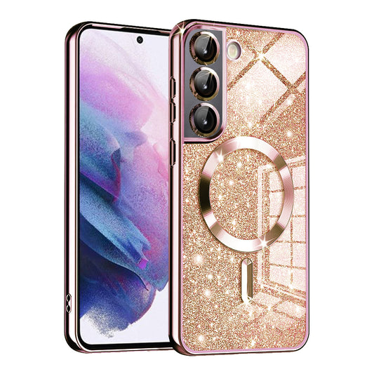 MagSafe-hoesje voor Samsung Galaxy S22 5G S901, Techsuit, Luxury Glitter, Roze Goud