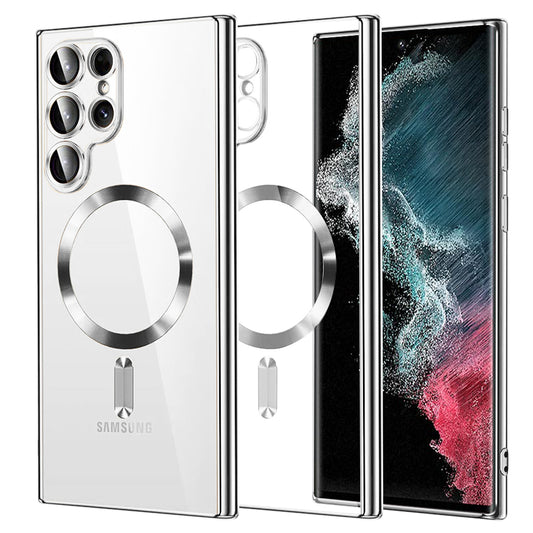 MagSafe-hoes voor Samsung Galaxy S22 Ultra 5G S908, Techsuit, Luxury Crystal, Zilver