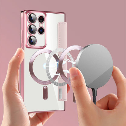 MagSafe Case for Samsung Galaxy S22 Ultra 5G S908, Techsuit, SmartMag Book, Pink