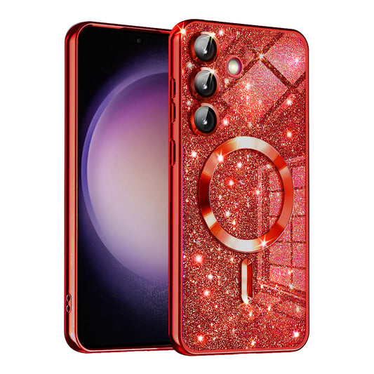MagSafe-hoes voor Samsung Galaxy S23 FE S711, Techsuit, Luxury Glitter, Rood