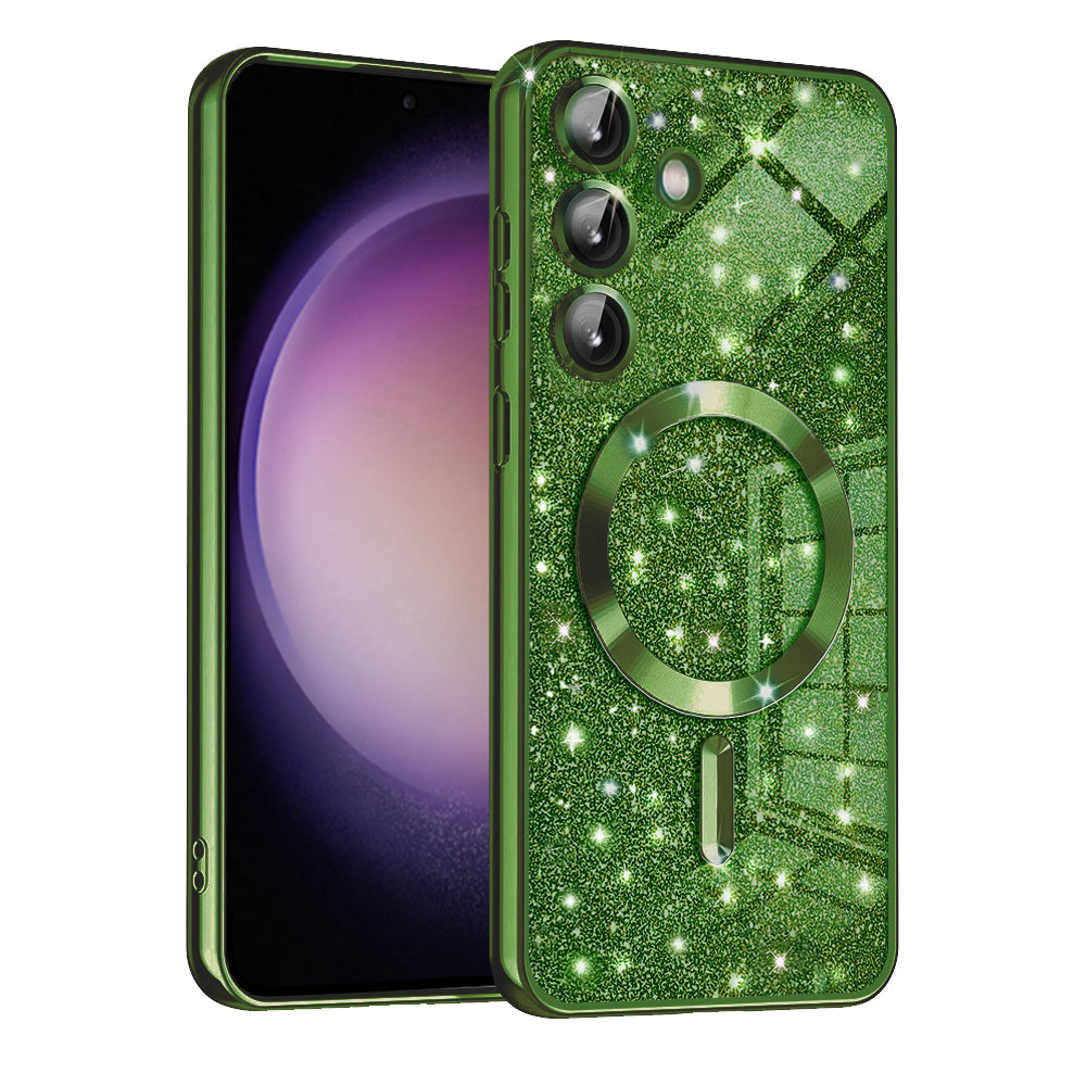 MagSafe-hoesje voor Samsung Galaxy S23 FE S711, Techsuit, Luxury Glitter, Donkergroen