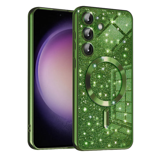MagSafe-hoesje voor Samsung Galaxy S23 FE S711, Techsuit, Luxury Glitter, Donkergroen