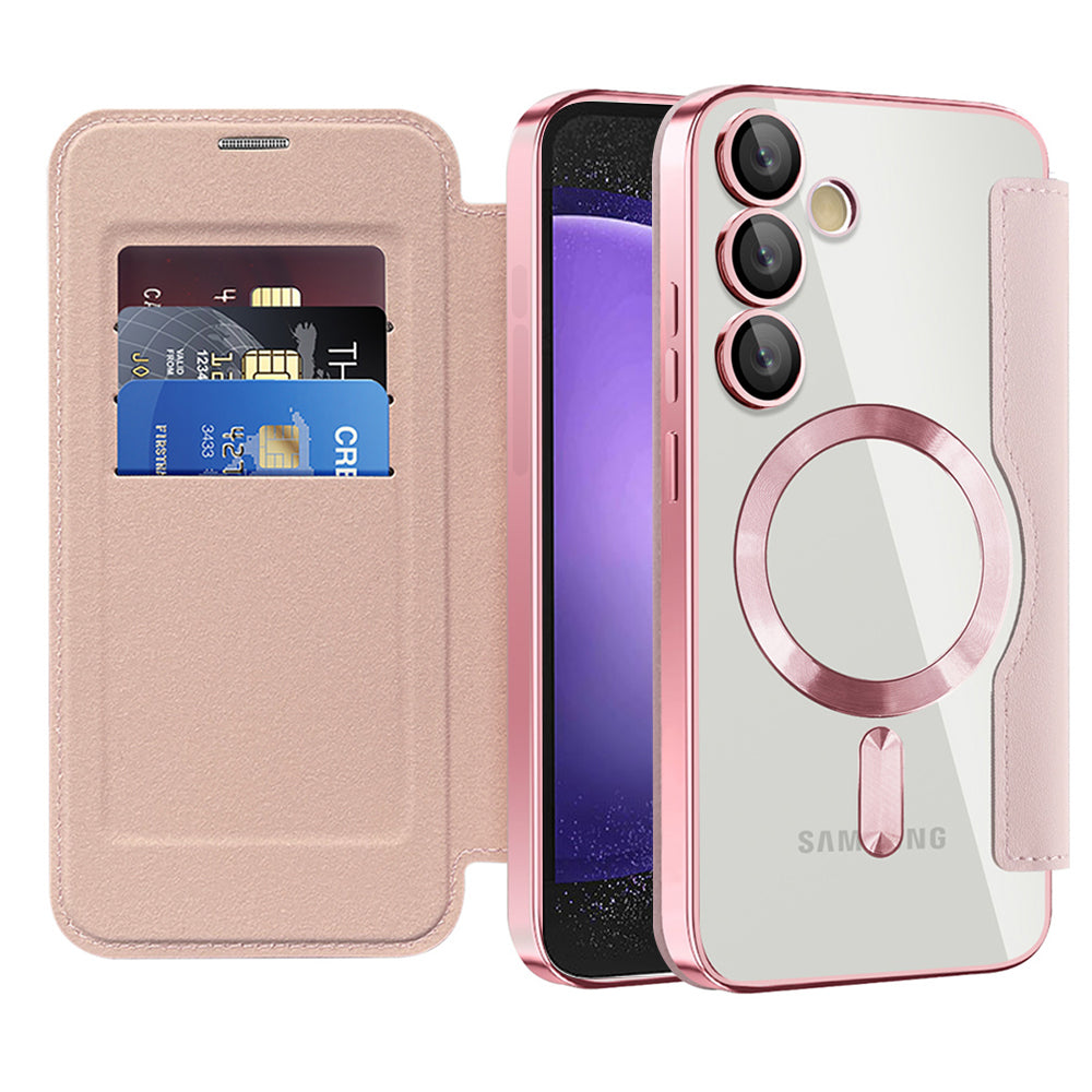 MagSafe-hoes voor Samsung Galaxy S23 FE S711, Techsuit, SmartMag Book, Roze