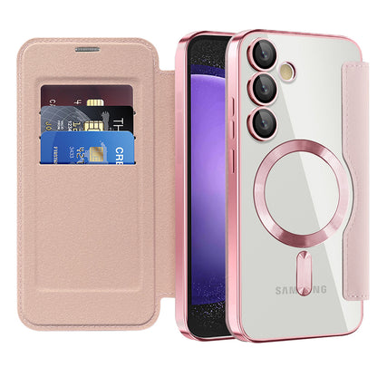 MagSafe-hoes voor Samsung Galaxy S23 FE S711, Techsuit, SmartMag Book, Roze