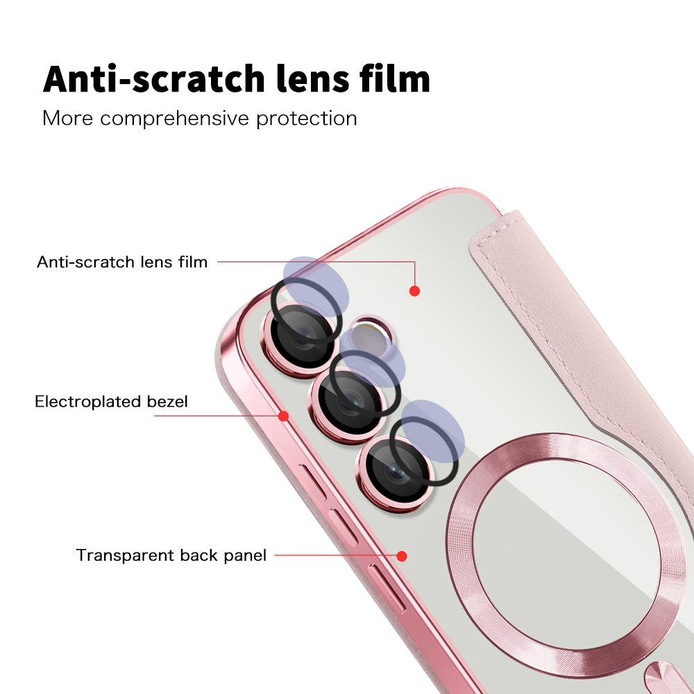 MagSafe-hoes voor Samsung Galaxy S23 FE S711, Techsuit, SmartMag Book, Roze