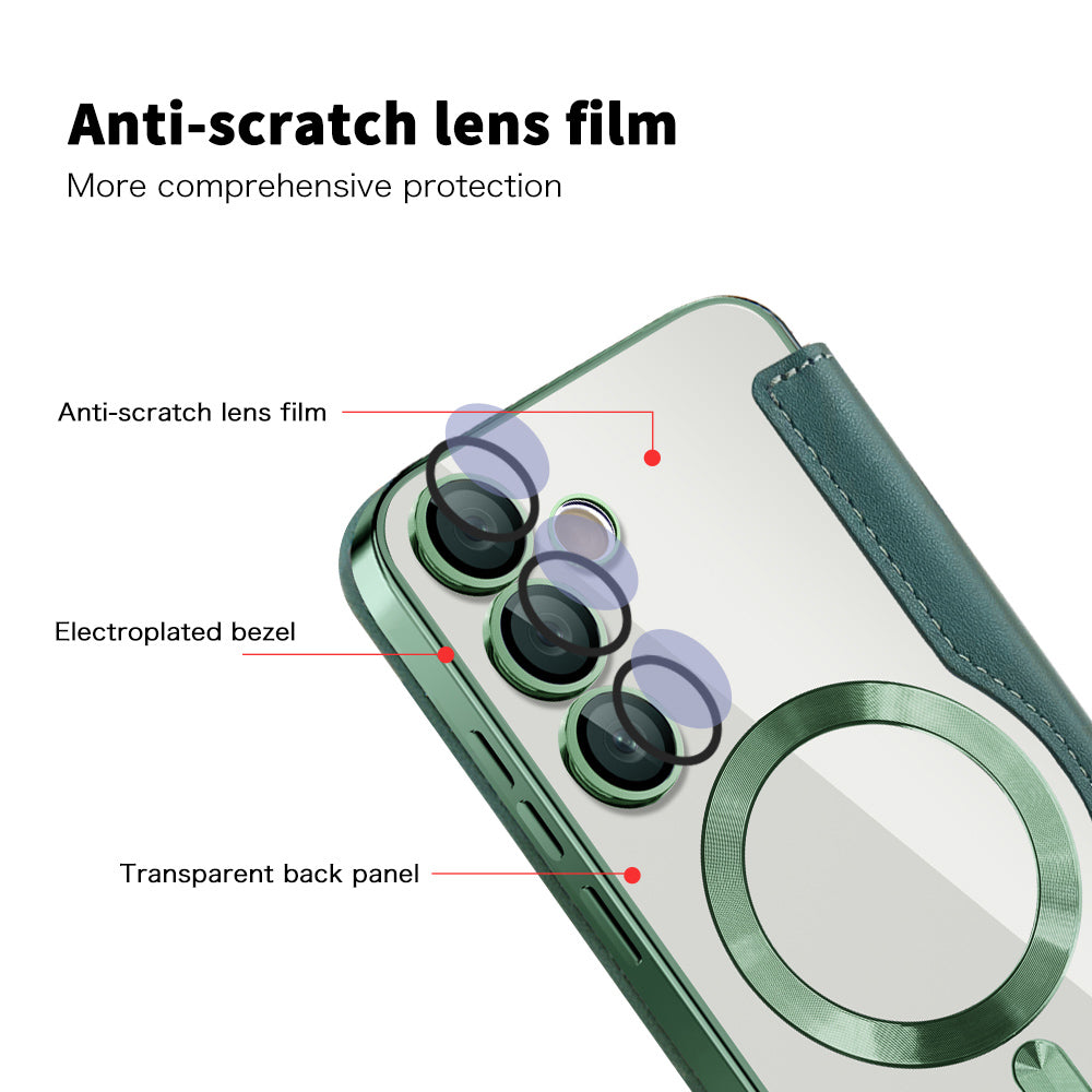 MagSafe-hoes voor Samsung Galaxy S23 FE S711, Techsuit, SmartMag Book, Groen