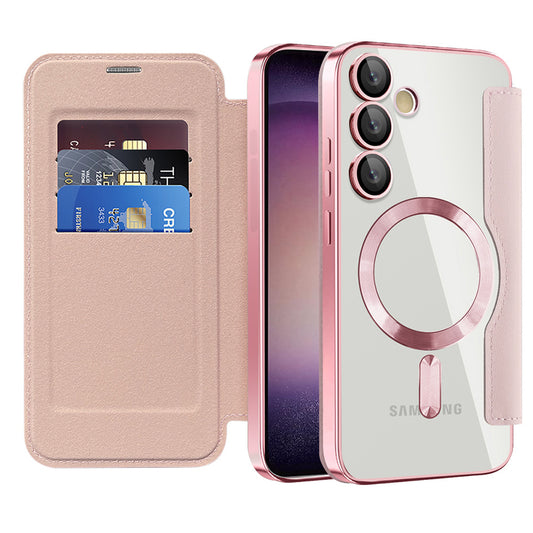 MagSafe-hoes voor Samsung Galaxy S23+ S916, Techsuit, SmartMag Book, Roze