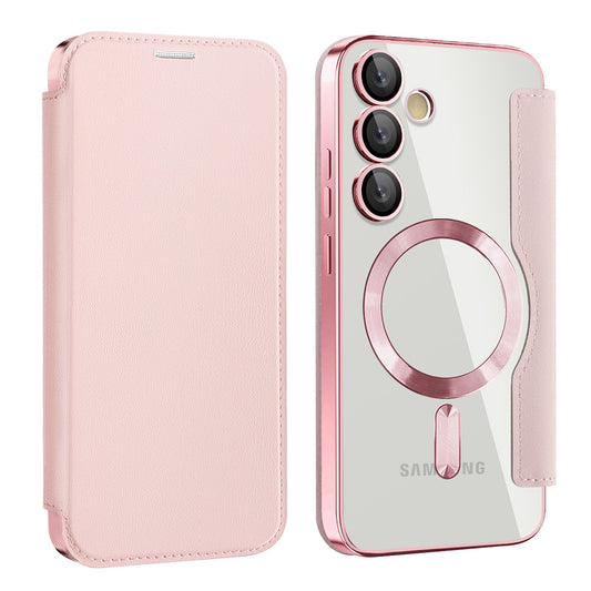 MagSafe-hoes voor Samsung Galaxy S23+ S916, Techsuit, SmartMag Book, Roze