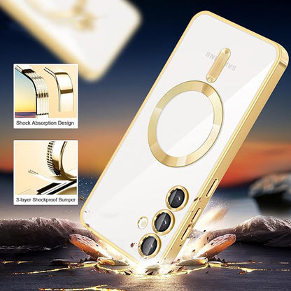 MagSafe-hoes voor Samsung Galaxy S23 S911, Techsuit, Luxury Crystal, Zilver