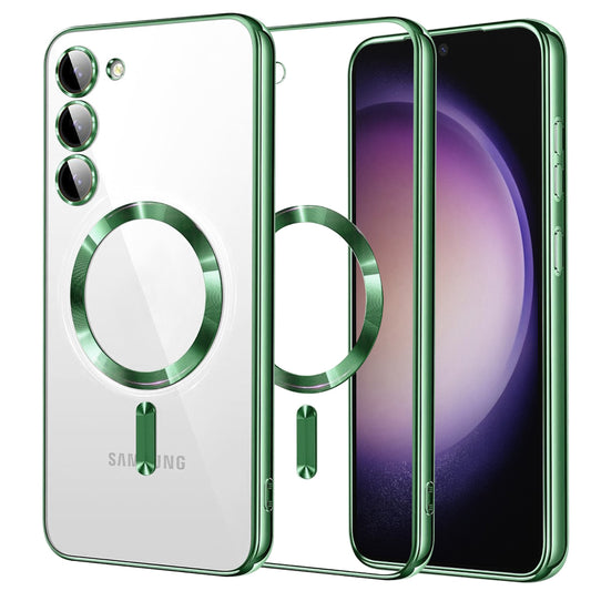 MagSafe-hoes voor Samsung Galaxy S23 S911, Techsuit, Luxury Crystal, Lichtgroen