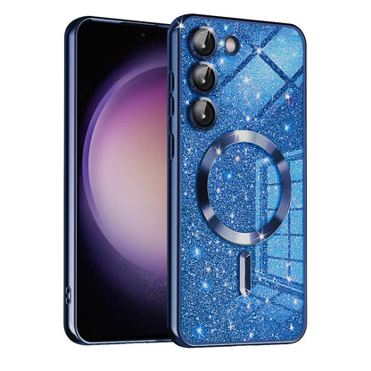 MagSafe-hoesje voor Samsung Galaxy S23 S911, Techsuit, Luxury Glitter, Donkerblauw