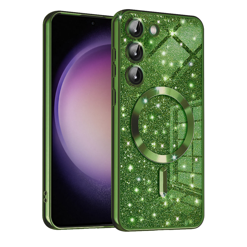 MagSafe-hoesje voor Samsung Galaxy S23 S911, Techsuit, Luxury Glitter, Donkergroen