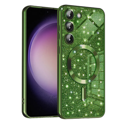 MagSafe-hoesje voor Samsung Galaxy S23 S911, Techsuit, Luxury Glitter, Donkergroen