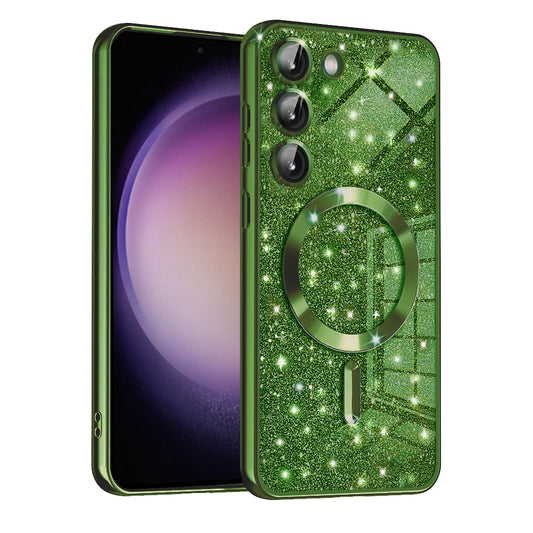 MagSafe-hoesje voor Samsung Galaxy S23 S911, Techsuit, Luxury Glitter, Donkergroen