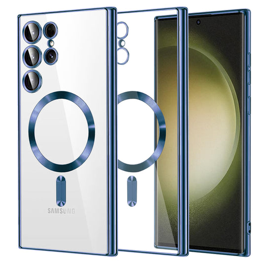 MagSafe-hoes voor Samsung Galaxy S23 Ultra S918, Techsuit, Luxury Crystal, Donkerblauw
