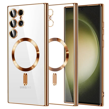 MagSafe-hoes voor Samsung Galaxy S23 Ultra S918, Techsuit, Luxury Crystal, Goudkleurig