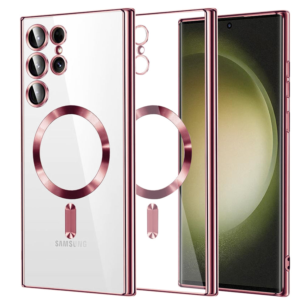 MagSafe-hoes voor Samsung Galaxy S23 Ultra S918, Techsuit, Luxury Crystal, Roze