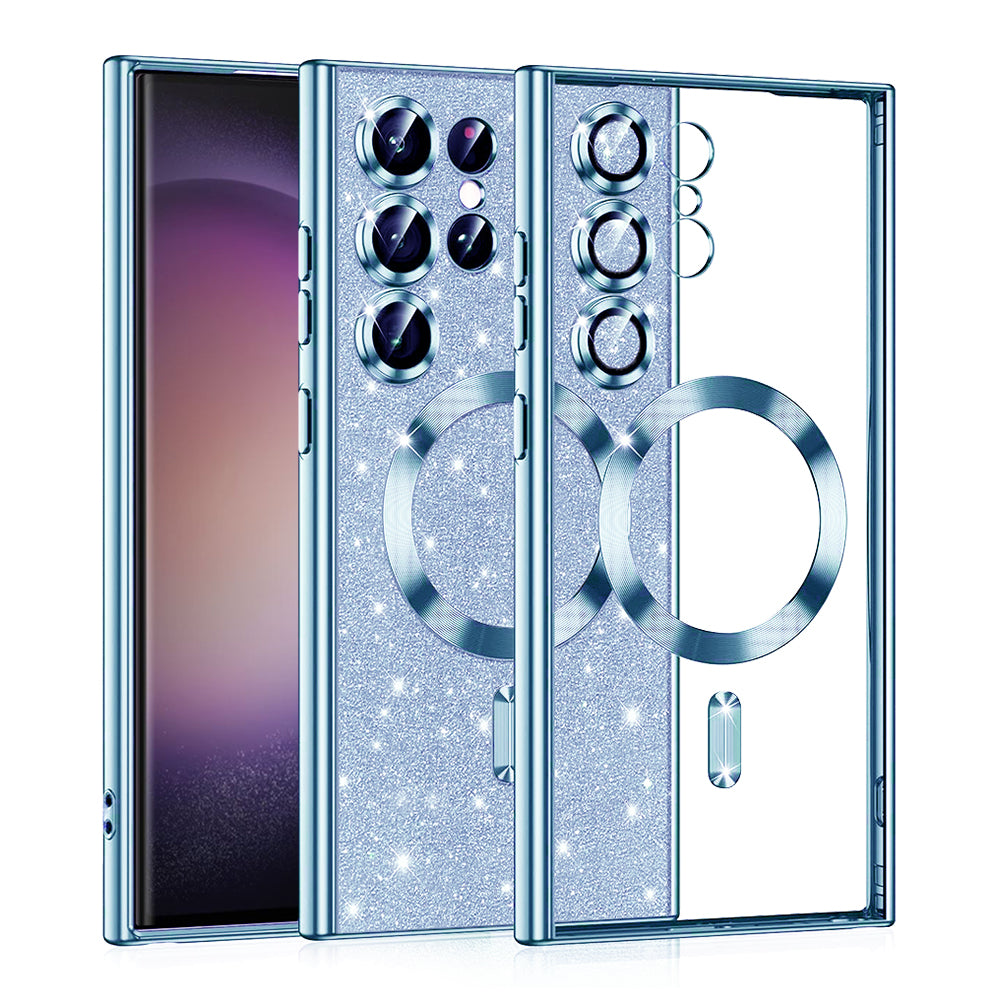 MagSafe-hoesje voor Samsung Galaxy S23 Ultra S918, Techsuit, Luxury Glitter, Blauw