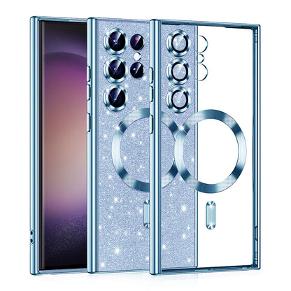 MagSafe-hoesje voor Samsung Galaxy S23 Ultra S918, Techsuit, Luxury Glitter, Blauw