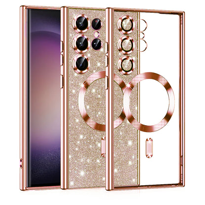 MagSafe-hoes voor Samsung Galaxy S23 Ultra S918, Techsuit, Luxury Glitter, Roze Goud