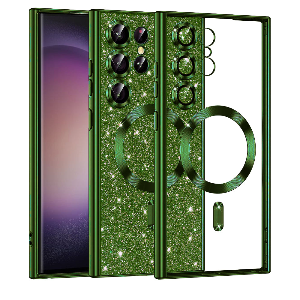 MagSafe-hoesje voor Samsung Galaxy S23 Ultra S918, Techsuit, Luxury Glitter, Donkergroen