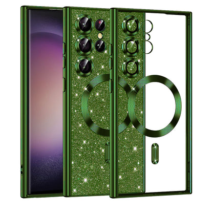 MagSafe-hoesje voor Samsung Galaxy S23 Ultra S918, Techsuit, Luxury Glitter, Donkergroen