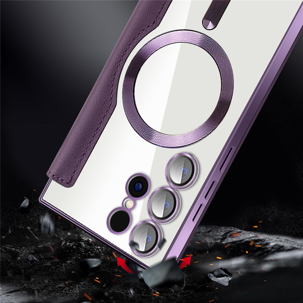 MagSafe-hoes voor Samsung Galaxy S23 Ultra S918, Techsuit, SmartMag Book, Bruin