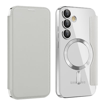MagSafe-hoes voor Samsung Galaxy S24 FE S721, Techsuit, SmartMag Book, Grijs