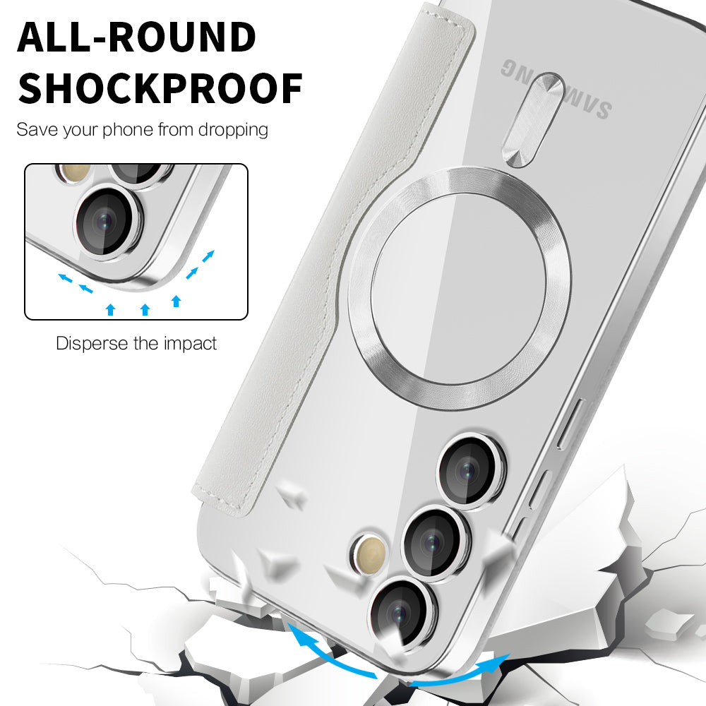 MagSafe-hoes voor Samsung Galaxy S24 FE S721, Techsuit, SmartMag Book, Grijs