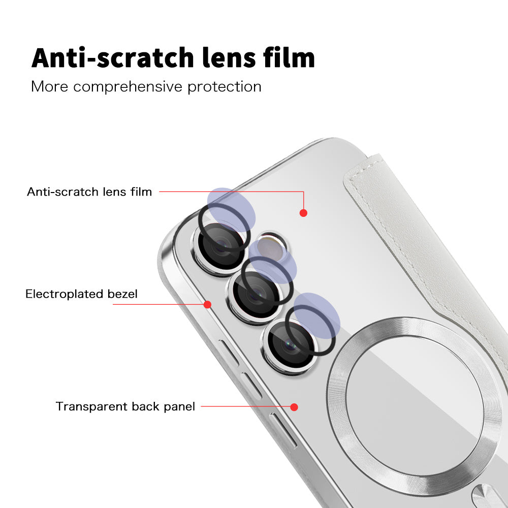 MagSafe-hoes voor Samsung Galaxy S24 FE S721, Techsuit, SmartMag Book, Grijs