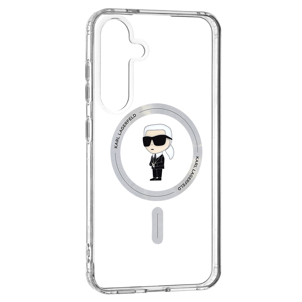 MagSafe hoesje voor Samsung Galaxy S24+ S926, Karl Lagerfeld, IML Ikonik Karl, Transparant